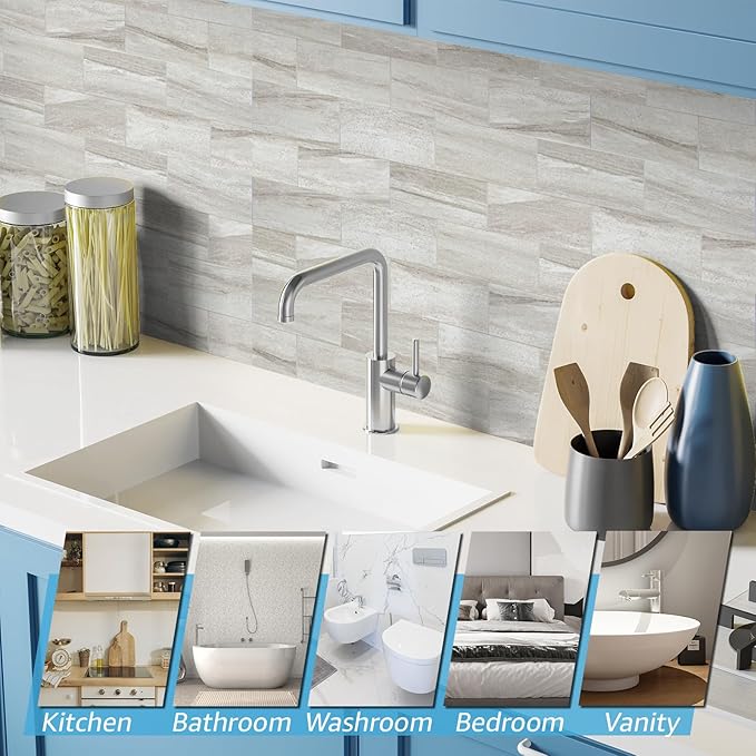 Art3d 102-Piece Faux Stone Peel and Stick Backsplash Tile, Waterproof Thick PVC - Image 7