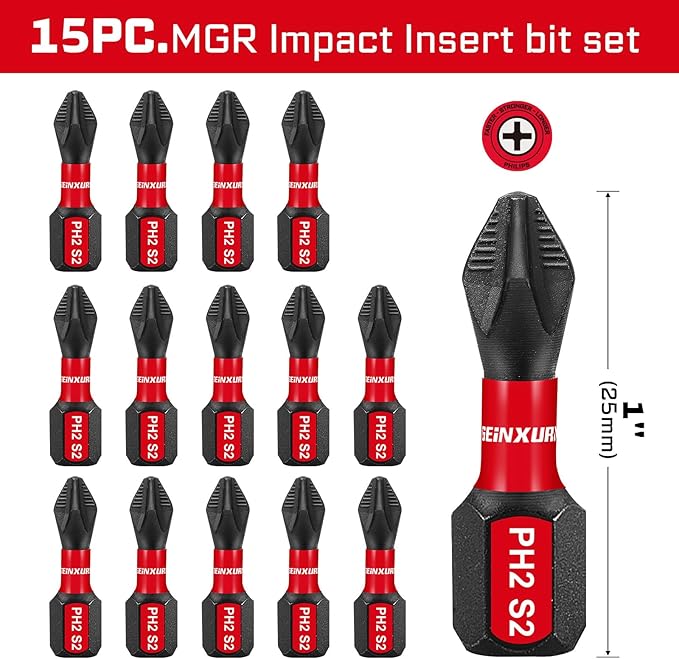 Impact Tough #2 Phillips 1 in. Anti-slip Head Insert Driver Bits - Image 2