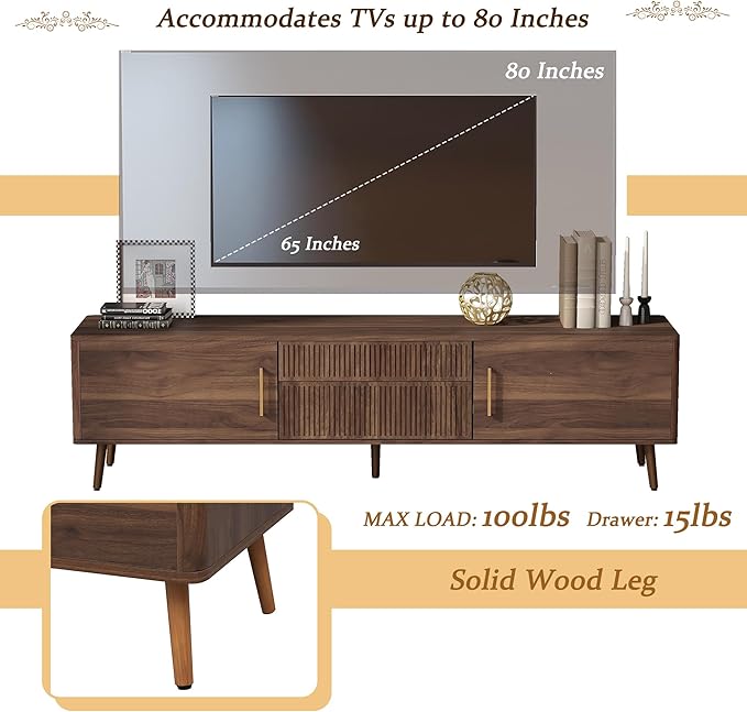 Merax Mid Century 70" TV Stand, Modern Entertainment Center - Image 4