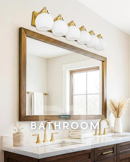 METWET Bathroom Light Fixtures, 6-Light Brushed Gold Bathroom Vanity Lights - Image 6