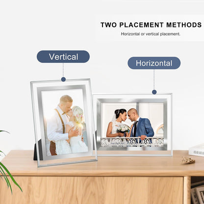 5x7 Picture Frame, Glass Photo Frame 5 by 7 for Tabletop, Clear Mirror Photo Frames, Silver, 1 Pack