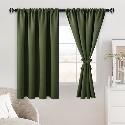 JIUZHEN Christmas Olive Green Blackout Curtains by JIUZHEN
