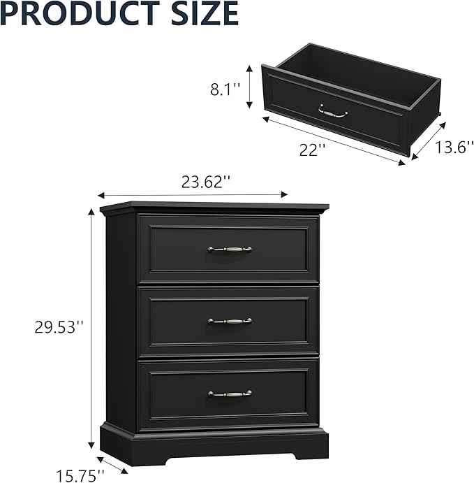 Nightstand Set of 2, Rustic Farmhouse Wood Small Dresser, Bedside Table - Image 2