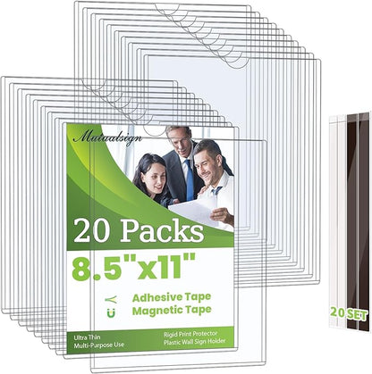 Mutualsign 20 Pcs Wall Sign Holder 8.5"x11" Magnetic Sign Holder, Rigid Print by Mutualsign