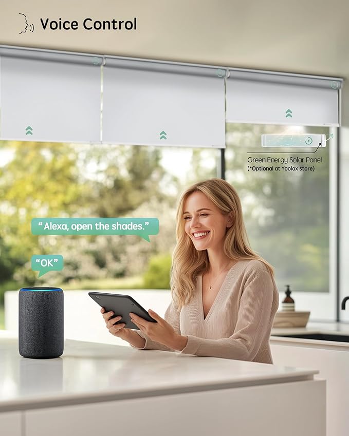 Yoolax Motorized Blinds with Remote, Automatic Window Shades Work with Alexa - Image 2
