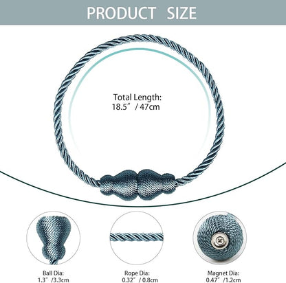 Nieffeiy Magnetic Curtain Tiebacks Outdoor Curtain Tie Backs Rope Decorative - Image 2