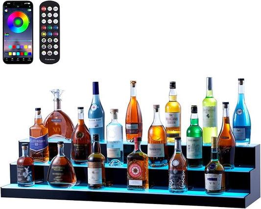 VEVOR LED Lighted Liquor Bottle Display, 3 Tiers 48 Inch Commercial Illuminated by VEVOR