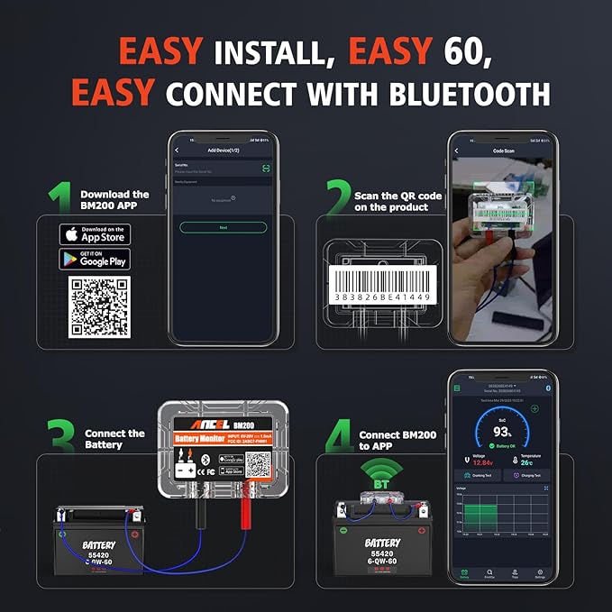 ANCEL BM200-US Car Battery Tester 12V Automotive Battery Monitor Bluetooth Auto - Image 8