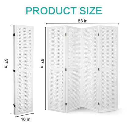 Babion 4 Panel Pegboard Display, Peg Board Room Divider Freestanding Folding - Image 9