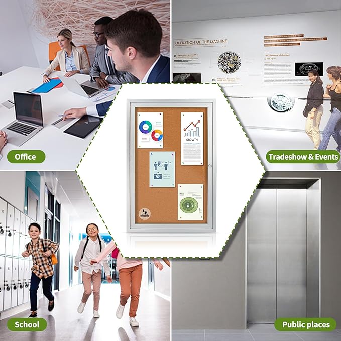 Lockable Outdoor Enclosed Bulletin Board, Weatherproof Cork Noticeboard - Image 9