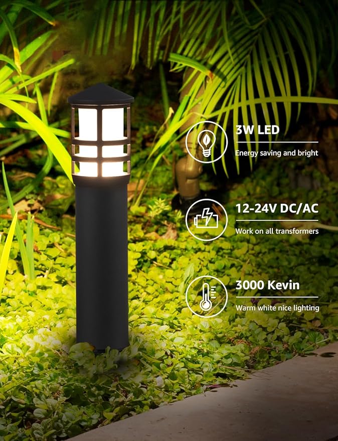 SUNVIE 8-Pack Low Voltage Pathway Lights 3W LED Landscape Pathway Lighting - Image 2
