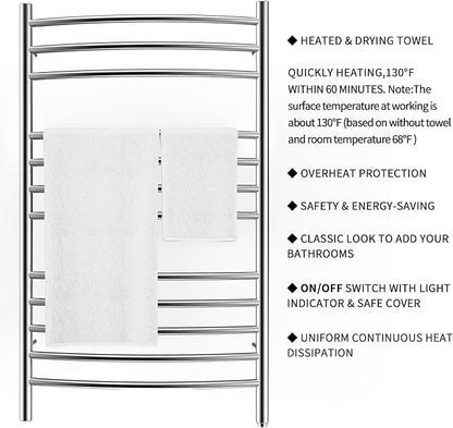 HEATGENE Towel Warmer Wall Mount Electric Plug-in/Hardwired Heated Towel Rack - Image 3
