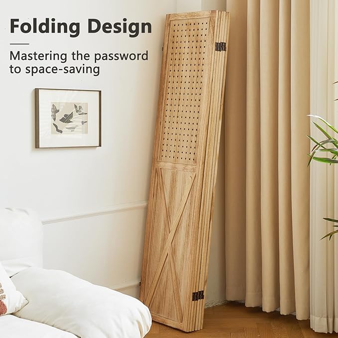 ALeesing 6 Panel Pegboard Room Divider, 5.6Ft Pegboard Display Folding Privacy - Image 6