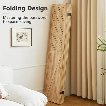 ALeesing 6 Panel Pegboard Room Divider, 5.6Ft Pegboard Display Folding Privacy - Image 6