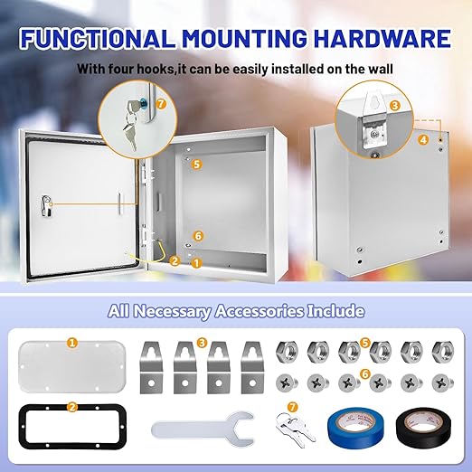 Outdoor Electrical Box 20 x 20 x 6''D NEMA 4X Enclosure Steel Box, Waterproof & - Image 5