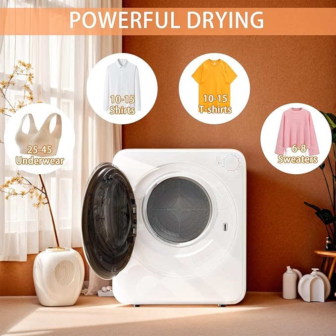1.5 Cu.Ft Portable Clothes Dryer, 800W Fast Drying Front Load Laundry Dryer - Image 4