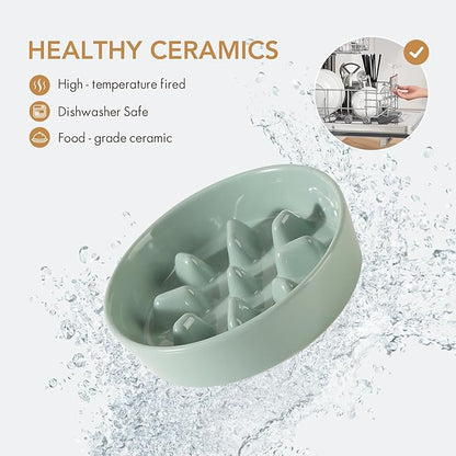 Ceramic 1.2 Cup Dog Bowl Slow Feeder, 7.3 inch Slow Pet Food Dish - Image 4