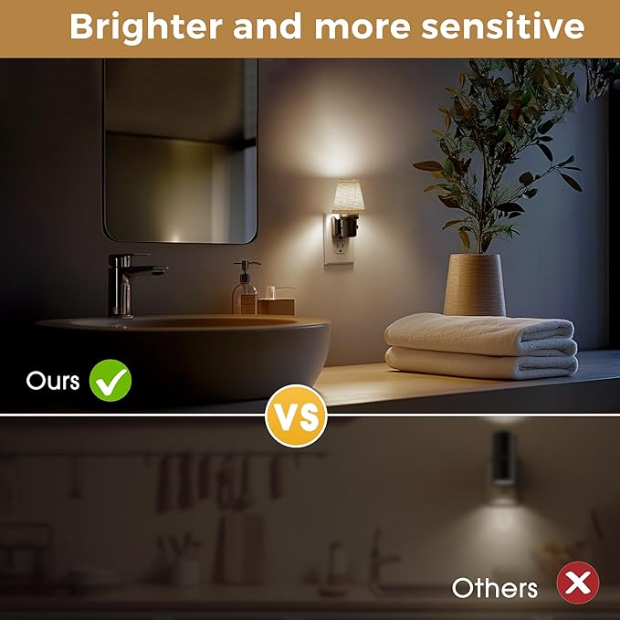 L LOHAS LED Night Lights Plug into Wall, Linen Fabric Round Platform Decor - Image 6