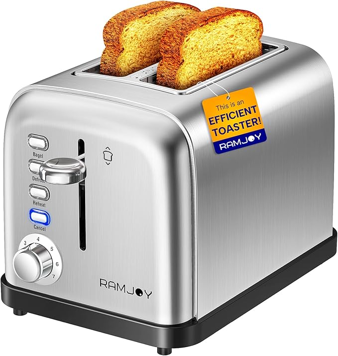 Toaster 2 Slice, Extra Wide Slot Toaster by RAMJOY