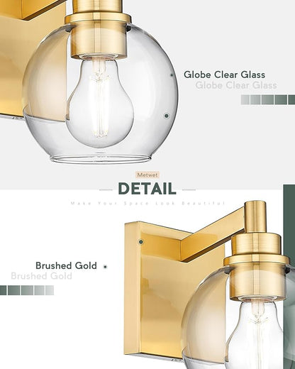 METWET Wall Sconces Set of 2, 1-Light Brushed Gold Sconces Wall Lighting - Image 3