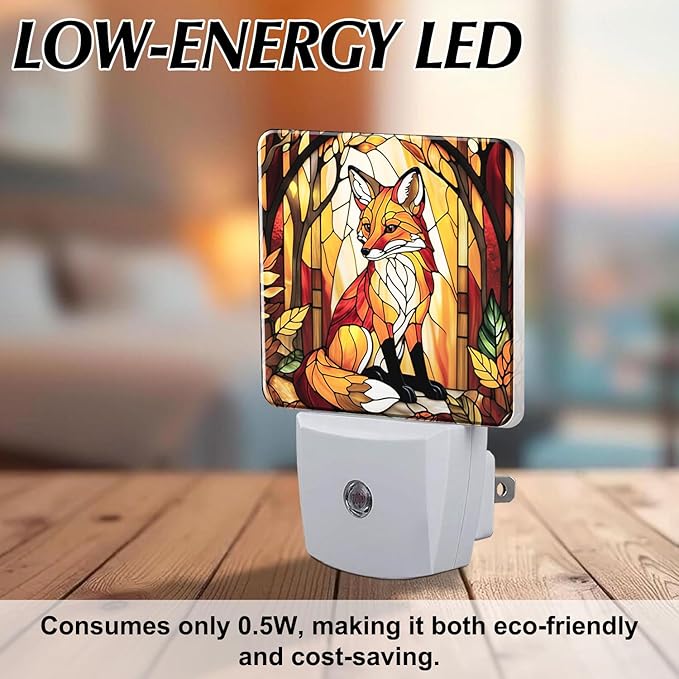 PODMemory Fox Stained Glass Night Lights Plug into Wall - Image 6