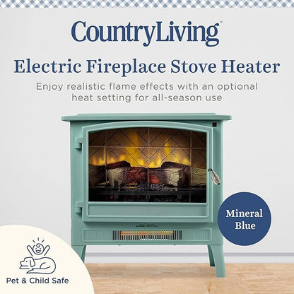 Country Living Infrared Freestanding Electric Fireplace Stove Heater in Mineral - Image 3