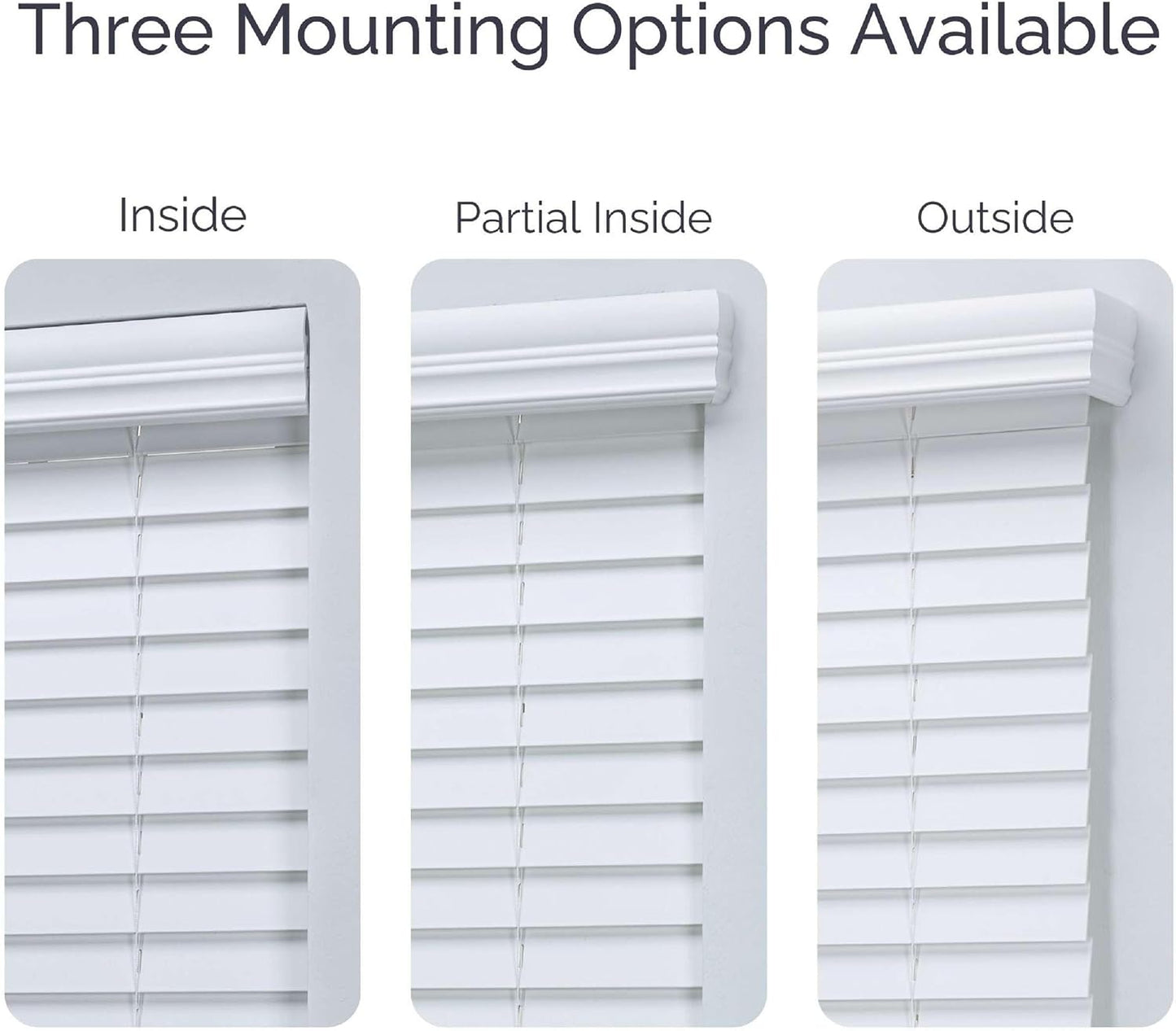 Cordless 2" Faux Wood Blind White 60 W x 72 H, Partial Inside Mount (Arrives ½ Inch Narrower)