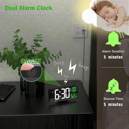 KOSUMOSU Desk Clock 6.7in Black Digital Alarm Clock - Image 6
