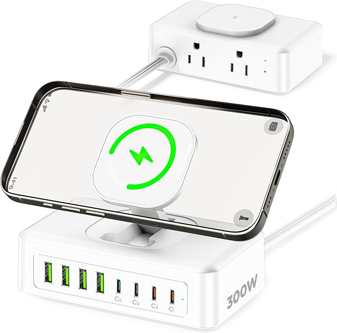 11-in-1 Charging Station USB-C Power Strip, 300W USB C Charger Block, 2AC by AcozvinPowerStrip