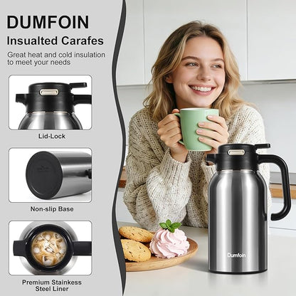 68 Oz Thermal Coffee Carafe, Stainless Steel Insulated Vacuum Coffee Carafes - Image 6