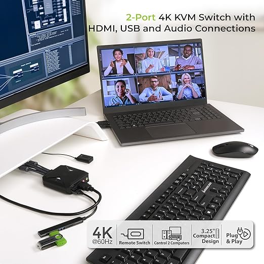 IOGEAR 2-Port 4K USB HDMI Cable KVM Switch - Image 3