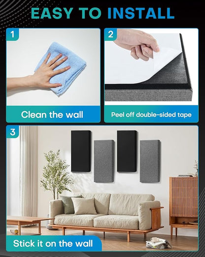 4Pack Fiberglass Acoustic Panels, Self Adhesive Sound Proof Foam Panels - Image 8