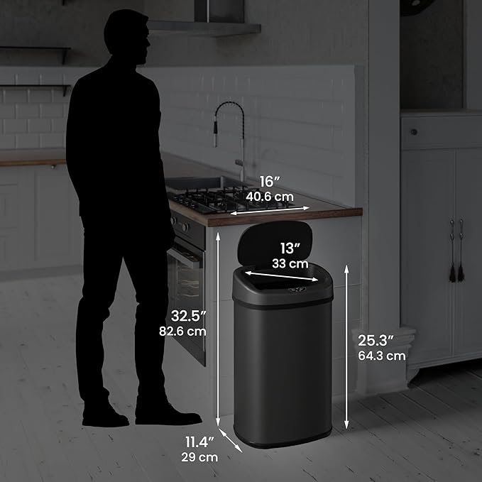 iTouchless 13 Gallon Oval Sensor Trash Can - Image 6