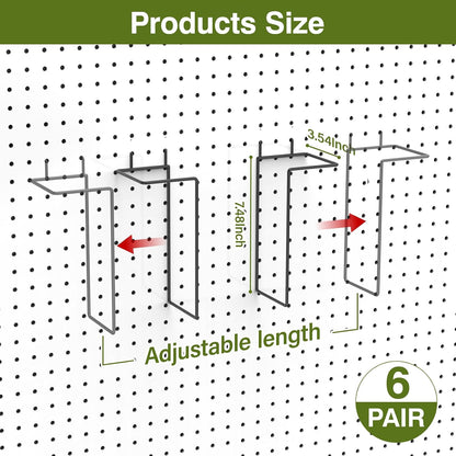 6 pair expandable literature display shelf for pegboard shown in use