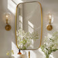 Brass Bathroom Mirror, 24x32’’ Brushed Gold Metal Frame Oblong Mirror for Bathroom, Modern Gold Oval Bathroom Mirror for Over Sink, Hangs Horizontal or Vertical