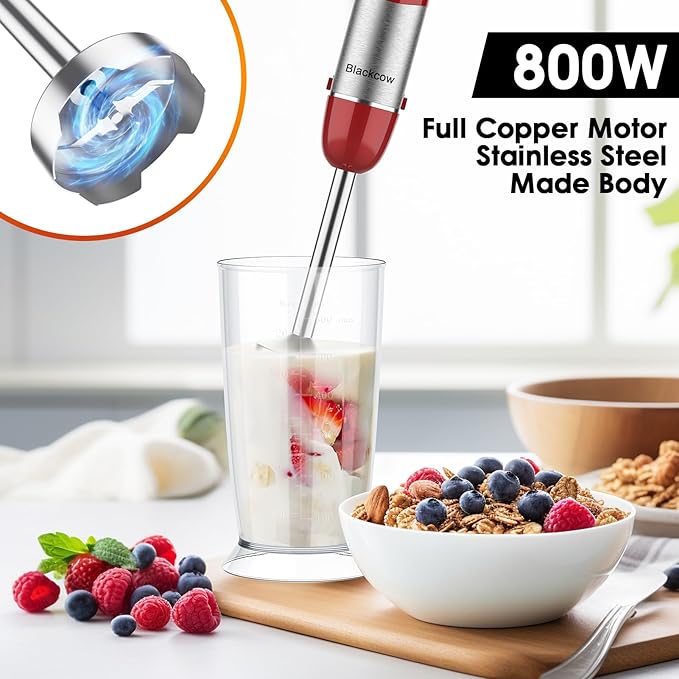 Blackcow Multi-Use 5 in 1 Immersion Blender 3.0, 800W 12 Speed Hand Blenders - Image 3