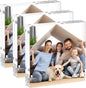 AITEE 5x5 Acrylic Picture Frames 3 Pack, Clear Picture Frames，20% Thicker | Freestanding Double Sided Magnetic Acrylic Lucite Frameless Transparent Square Frame Block Gift for Desktop Display