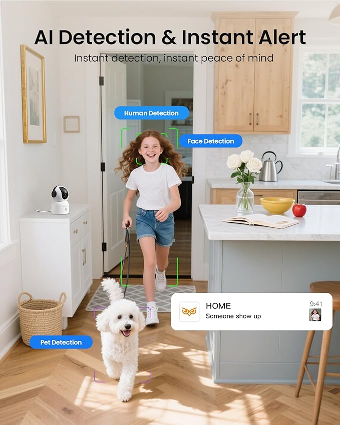4K 8MP WiFi Camera, 360°Pan/Tilt Indoor Camera, 2-Way Talk, One-Touch Calling - Image 3