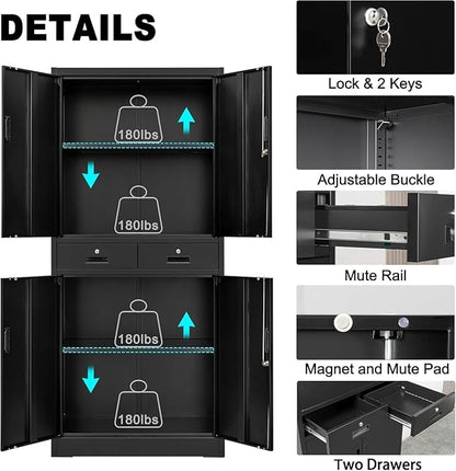 GarveeHome 73'' Metal Storage Cabinet, Heavy Duty Garage Storage - Image 6