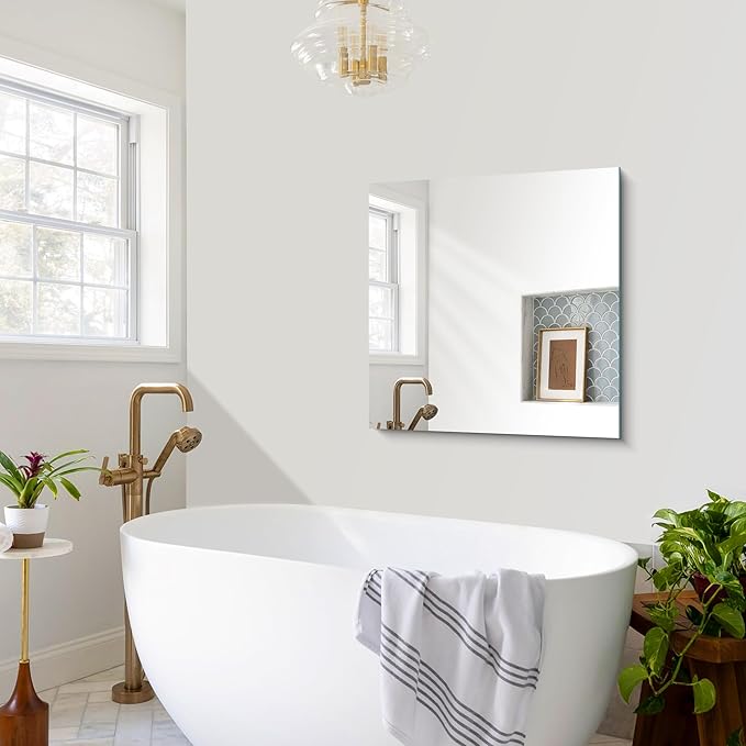 CILIBER 30x30 inch Frameless Bathroom Mirror, Square Frameless Mirrors - Image 3