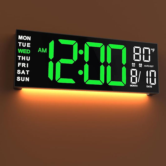 JALL 16" Large Digital Wall Mount Clock, Count Down Timer, Big LED, RGB Color by JALL