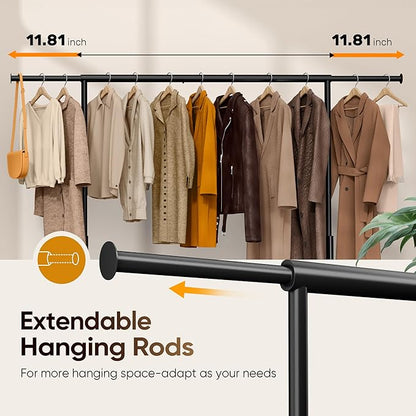 HOKEEPER Clothes Rack with Wood Shelves Height Adjustable Clothing Rack with - Image 6