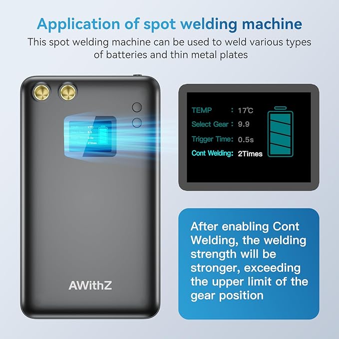 Battery Spot Welder, AWithZ 1.5" LCD Screen Recyclable 11000mAh Spot Welder - Image 6
