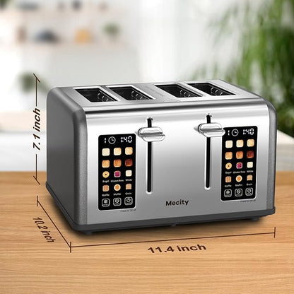 Mecity 4 Slice Toaster with Touch Screen Control, 4 Wide Slots, Stainless Steel - Image 8