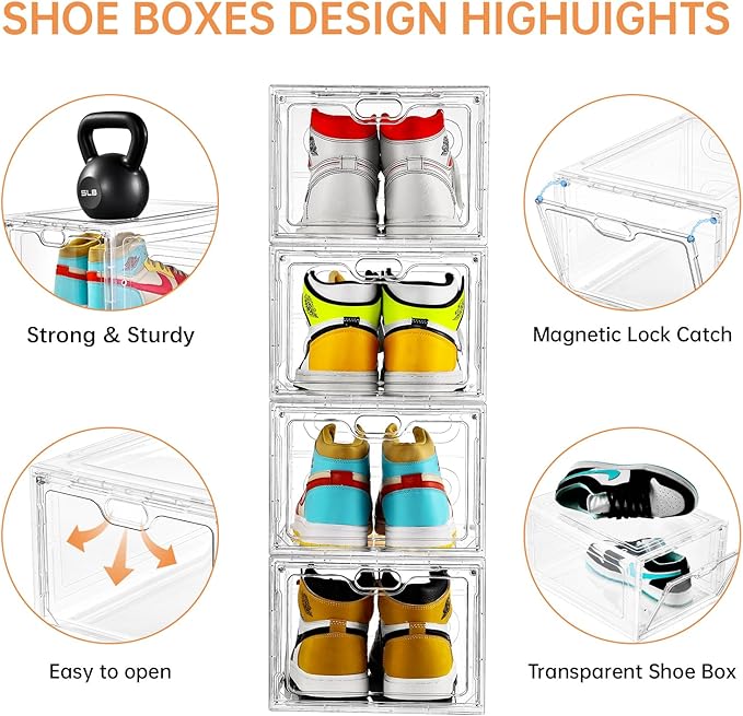 6 Pack Large Shoe Storage Box, Shoe Containers - Image 3