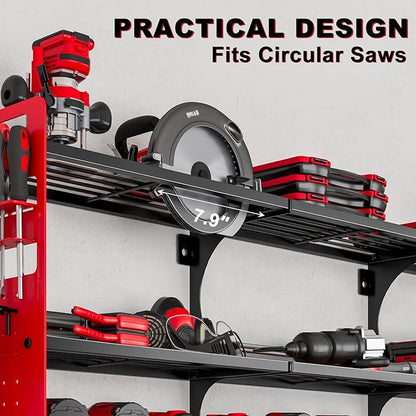 64" Power Tool Organizer Wall Mount, 16 Slots, 3-Tier Drill & Cordless Tool - Image 5