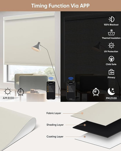 Kincmo Motorized Blinds with Remote, 100% Blackout Motorized Roller Shades Work - Image 4
