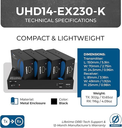 OREI 4K 1x4 HDMI Extender Splitter - Image 5