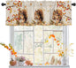 Squirrel Fall Window Valance Curtains, Farmhouse Maple Tree Leaf Window Treatment for Kitchen, Bathroom, Bedroom, Thanksgiving Day Autumn Botanical Rod Pocket Short Curtain 1 Panel, 54x18 in