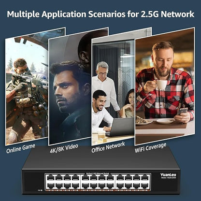 YuanLey 24-Port 2.5G Ethernet Switch, Unmanaged 2.5Gbps Network Switch - Image 7